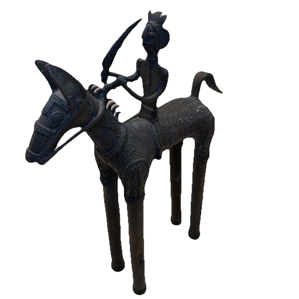 Indian Warrior Rider Horse‎ Brass Casted Handcrafted Figurine Vintage Art Decor